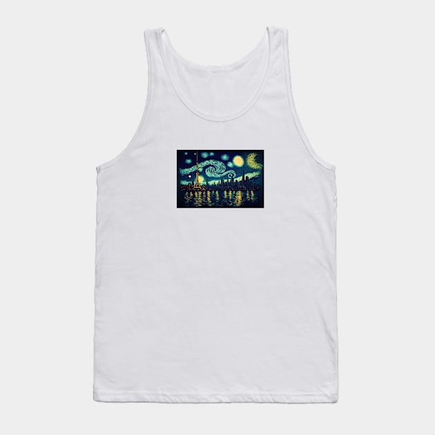 City of Paris under the moon and city lights. Tank Top by Artisticwalls